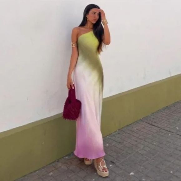 ZARA TIE DYE ASYMMETRIC DRESS - Picture 16 of 16